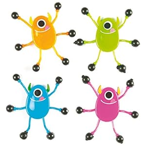 Baker Ross AF396 Wandkrabber “Monster” met 4 verschillende motieven voor kinderen als kleine verrassing voor feestjes (6 stuks),gesorteerd