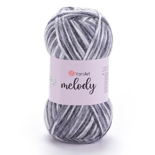 Image of YarnArt Melody Variegated Chainette - Metallic Sheen Fiber for Knitting, Crochet & Embroidery, 100g (3.5 oz) Skein, 230m (251 yd), Premium Blend of 70% Polyamide 21% Acrylic 9% Wool (905)