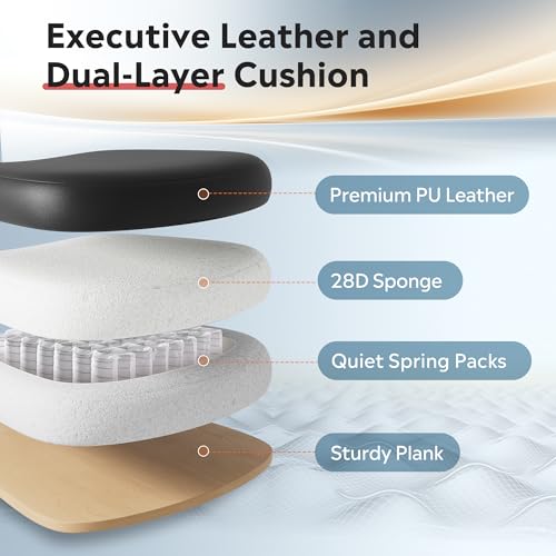 Image of DEVAISE Executive Leather Home Office Chair with Footrest, High Back and Heavy Duty, Comfortable Big and Tall Ergonomic Desk Chair with Lumbar Support, Comfy Reclining, SGS Class 4 Gas Lift, Black
