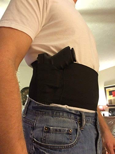 ZJchao Pistolera Táctica Elástica para el Vientre Con Banda para la Cintura y Cinturón, Para Pistolas