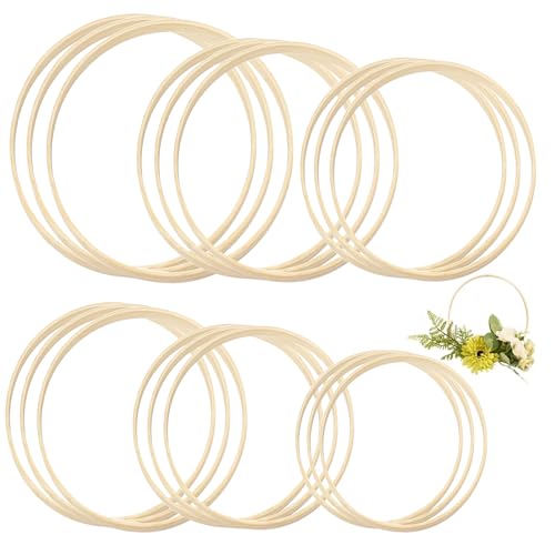 Set mit 18 Holzringen aus Bambus Traumfänger(17-22cm) Kreis Bambus-Ringe Makramee-Ring für Traumfänger Weihnachten Hochzeit DIY Dekorationen