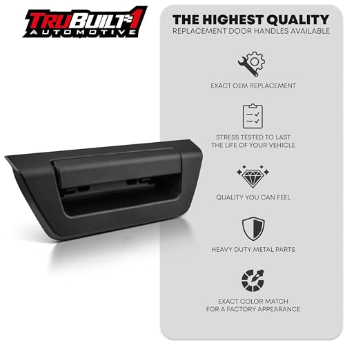 Image of T1A Tailgate Handle & Bezel Assembly, Upgraded Metal - Compatible with 2015-2017 Ford F-150 - Exterior Lift Gate Latch Set - Textured Black - No Camera, LED Hole - OEM FL3Z-9943400-JA, 97695