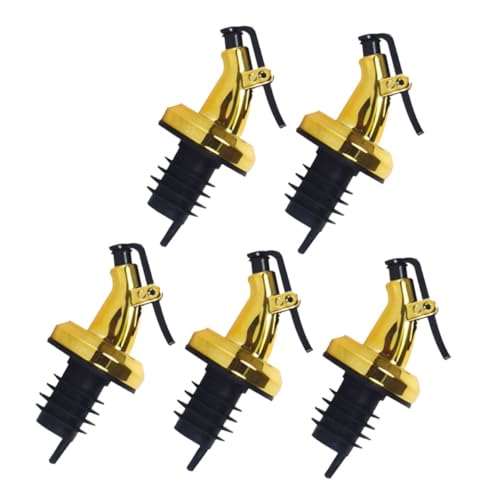 Alipis Versatore per Olio in Materiale Sintetico con Tappo Ermetico, Beccucci Versatori per Bottiglie di Vino e Liquori, Set da 5 Pezzi per Uso in Cucina e Occasioni Speciali