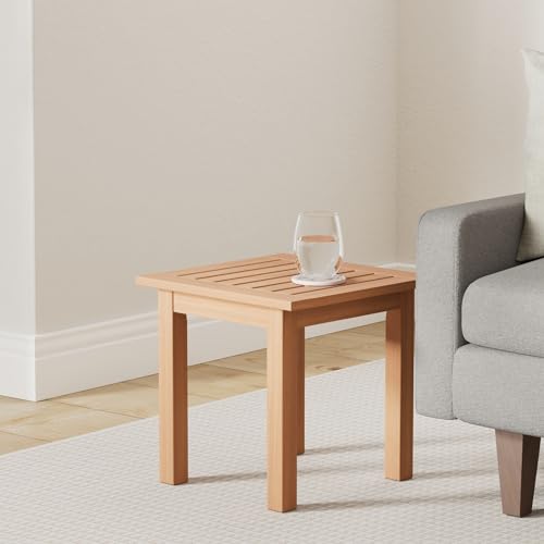 Furinno FG18506 Tioman Hardwood Patio Furniture Outdoor End Table, Natural