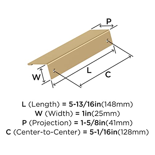 Image of Amerock | Cabinet Edge Pull |Champagne Bronze | 5-1 /16 in (128 mm) Center-to-Center Drawer Pull | Kitchen and Bath Hardware | Furniture Hardware