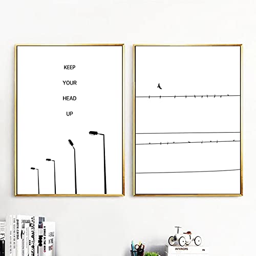 Art mural de ligne abstraite et affiche nordique noir et blanc pour décoration salon 50x70cm