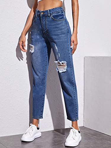 SweatyRocks Women's Ripped Boyfriend Jeans Distressed Denim Ankle Length Jeans4