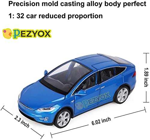 Image of Alloy Car Model Diecasts Metal Toy with Sound /Light /Pull-Back Off-Road Vehicles Car Model Collection Kids Toys Gift Multicolor Pack of 1 (Tesla Blue)