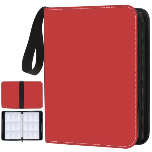 6 Pocket Card Binder Cards Holder, Waterproof Trading Binders Fits 400 Cards Collection Albums with 50 Removable Sleeves, Portable Card Games Display Storage Cases