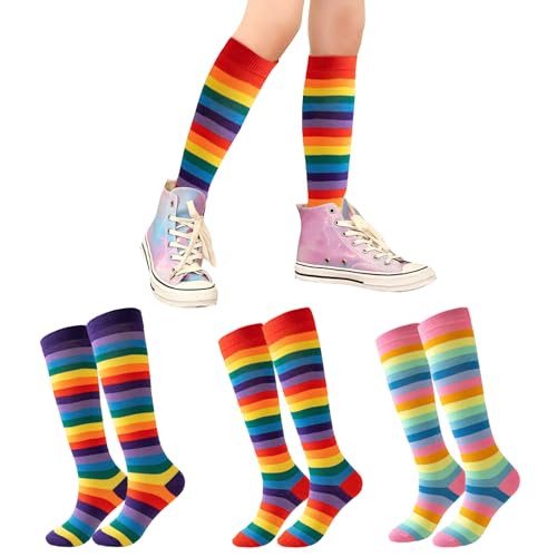 AUNGCSHE Calcetines Largos, Rainbow Calcetines Altos, para