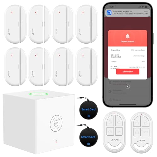 Cpvan Wifi Alarmas Para Casa 2.4ghz , Sistema Antirrobo Inalámbrico Puerta Ventana Para La Seguridad Del Hogar Con El Teléfono App De Alerta, Kit De 13 Piezas, Modelo: Cp9 Cpvan Wifi Alarmas Para Casa 2.4ghz , Sistema Antirrobo Inalámbrico Puerta Ventana Para La Seguridad Del Hogar Con El Teléfono App De Alerta, Kit De 13 Piezas, Modelo: Cp9