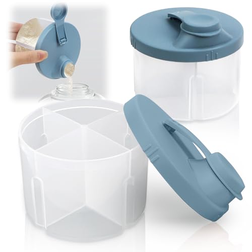 KXVXXV Unterwegs Milchpulver Portionierer Baby, 2 Stück Tragbarer Milchpulver Aufbewahrungsbox, Milchpulver Box Drehbarer Milchpulver Behälter Baby-Milchpulverspender (Dunkelbla)