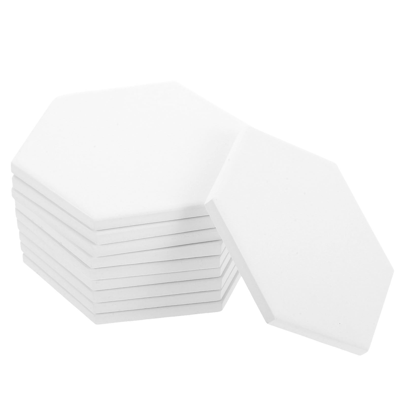 Posavasos de Cerámica Hexagonales para Sublimación, 10 Juego, Blancos Mate, Portátiles, Antideslizantes y Absorbentes, para Taza de Té