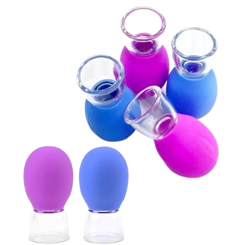 Facial Cupping Set de 6 ventosas con bola de succión de silicona, funda de silicona, terapia de ventosa, desintoxicación, estimulación del flujo linfático, piel tensa, anticelulitis, reducción de