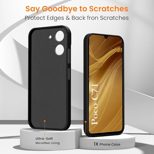 Image of Jkobi Back Cover Case for Poco C71 (Textured Grip Design | Micro-Fiber Cloth Inside | Slim and Light Weight | Soft Touch and Feel | Black)