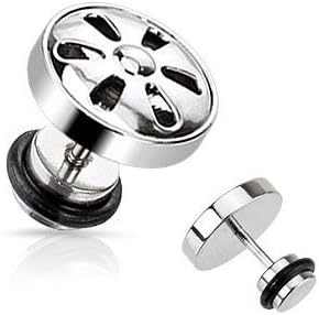 Body Accentz® - Aretes de acero quirúrgico 316L con tapa de cúpula con tapa de cúpula falsa, calibre 16, se venden como un par de 0.59 y 0.47