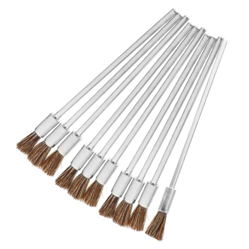 Cabilock 10Pcs Extended Handle Horsehair Wire Brush Drill Attachment for Power Drill Cleaning and Bristle Brush Pens