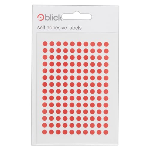 Blick Etiquetas, color rojo, pegatinas autoadhesivas, puntos de colores, círculos, 5 mm, 980 etiquetas, para el hogar, oficina, familia, escuela, organización de calendario de vacaciones,