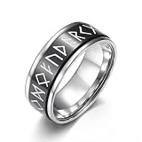 ANSonboy XBYN Ring Anneau Rotatif Nordique en Acier Inoxydable Viking Rune Punk Anneau De Décompression De Personnalité Lumineuse Totem pour Hommes (Color : Black, Size : 10)