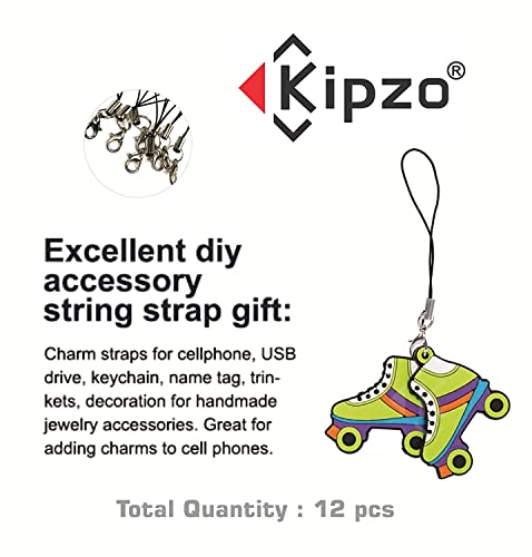 Image of Pack of 12 pcs Phone Strap Charm lobster clasp for phone Cover keyring Pendrive Badge Holders Charm DIY Jewellery straps thread Ring with Hook round zip carry pouch