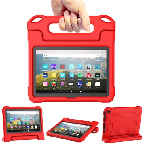 Image of DJ&RPPQ 8in Tablet Case for Kids, Shockproof Kid-Proof Cover for 8 inch Tablet-Red