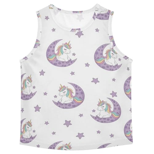 J JOYSAY Cartoon Unicorn Moon Star Boys Tank Top Sleeveless Muscle Shirts Quick Dry Workout Sport Active Kids T-Shirts 3-15T