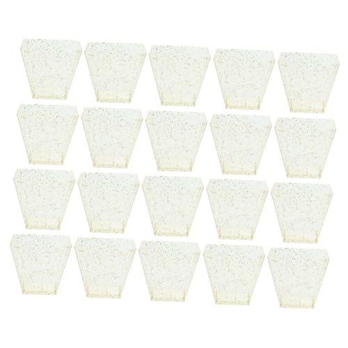 BRIGHTFUFU 50pcs Party Pudding Cup Clear Dessert Cups Square Dessert Cups Replaceable Mousse Cup Square Tumbler Cups Delicate Pudding Cup Mini Shooter Cup Portable Dessert Cup Golden Pp