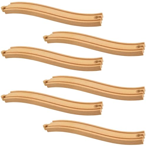 6 Pieces Ascending Wood Train Tracks Wood Train Tracks Expansion Compatible with Most Train Tracks Wood Train Track Connectors for Girls Boys Birthdays (6 PCS, Ascending)