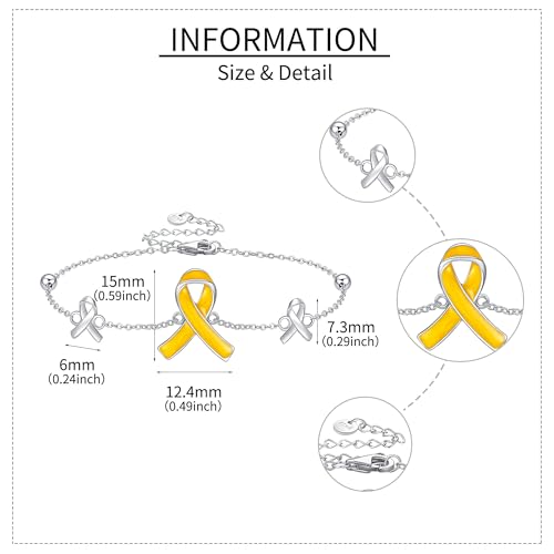 YAFEINI Bring Them Home Bracelet 925 Sterling Silver Yellow Ribbon Bracelet Cancer Awareness Ribbon Bracelets Inspirational Jewelry Gifts for Women Men4