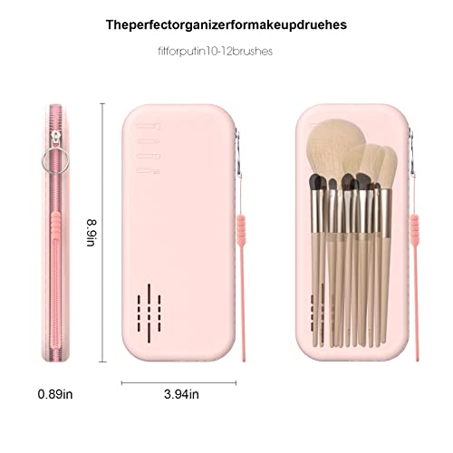 Travel Makeup Brush Holder, Silicone Portable Makeup Brush Case Bag With Air Holes, Soft And Waterproof Cosmetic Organizer Bag Trendy Travel Makeup Bag With Zipper Makeup Pouch For Women (Pink) #TOP1