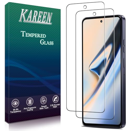 KAREEN Paquete de 2 protectores de pantalla para Motorola Moto G Power (2025), película de vidrio templado, dureza 9H, antiarañazos, sin burbujas, compatible con fundas