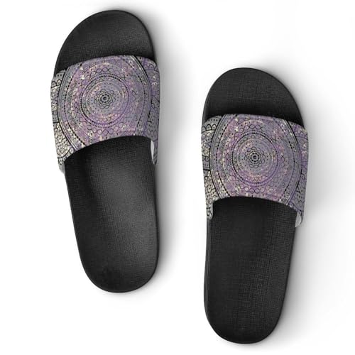 Claquettes Femme Mandala Flower : Sandales de Bain et Chaussons de Maison