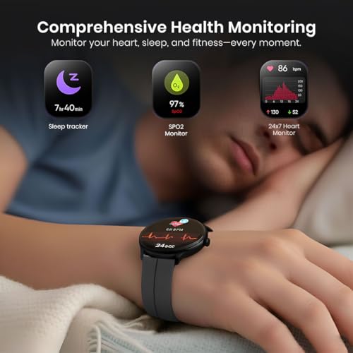 Image of GameSir Glavito Round Dial Smartwatch with 1.49 inch AMOLED Display, 100+ Sports Modes, IP67, Bluetooth Calling, Crown Control, Health Tracking, 100+ Watch Faces, Men & Women (Magnetic Dark Grey)