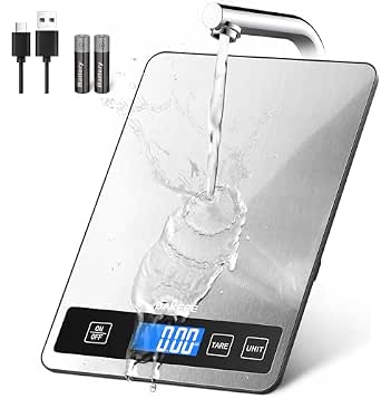 Food Scale, 33lb Rechargeable Kitchen Scale, 1g Precision, Black