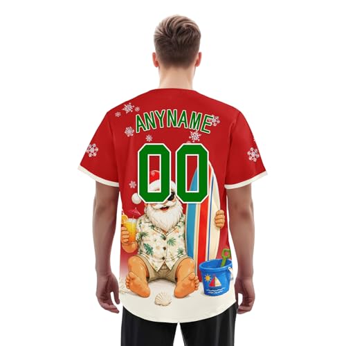 Camiseta de béisbol Christmas in July personalizada, camisa hawaiana de Santa tropical para fiesta y vacaciones en la playa miniatura 7