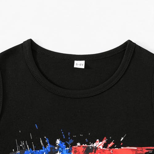 Image of Boys 4th of July Tank Kids American Flag Sleeveless Shirts Cotton Patriotic Tees Top Independence Day Clothes