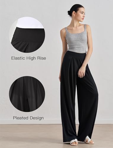 Yvette High Waisted Wide Leg Pants for Women Lightweight Casual Athletic Pants Loose Fit Lounge Travel Work4