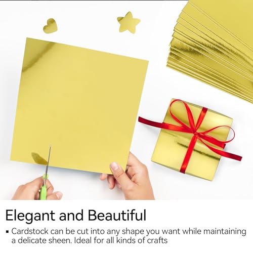 30 Sheets Metallic Gold Cardstock Paper - A4 Size (250gsm), Mirror Finish Gold Foil Board for Crafting, Invitations, and Decorations - Die Cut and Plotter Compatible - Thumbnail 4