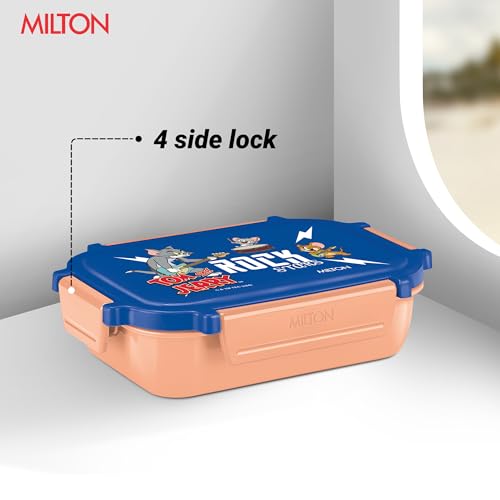 Image of MILTON Sherry Tiffin (Tom & Jerry) Lunch Box for Kids Boys & Girls with Leak-Proof Inner Container| Food Grade,BPA Free,Compact & Durable Snacks Box for Kids I Plastic Spoon & Fork, 520 ml, Peach