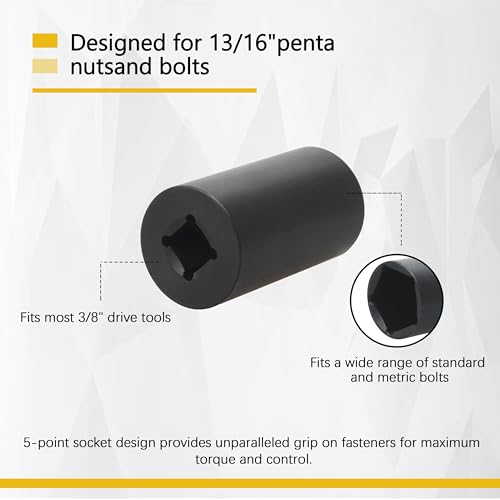 Image of 9074 3 /8-Inch Drive 13 /16-Inch Penta Socket for Pentagonal Nuts and Bolts