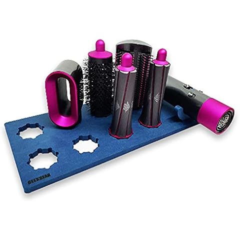 GEEKBEAR Wooden 8-holes Countertop Holder (Blue) - Organizer holder Stand Storage Rack compatible with Dyson hair Airwrap Complete For Bathroom Dressing Table Cover