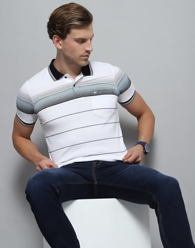 Image of Monte Carlo Men's Regular Fit Polo T-Shirt | Half Sleeve | Striped Collared Tee | Casual Everyday Wear | Stylish & Comfortable Tshirt for Men