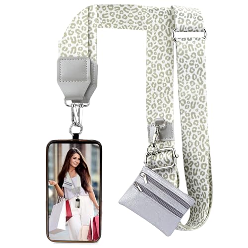 Image of XANGNIER Clip and Go Strap for Phone with Wallet Crossbody, Phone Strap with Zippered Wallet, Adjustable Anti Theft Cellphone Lanyard for Women, Cellphone Chain Accessories,Multicolor 17