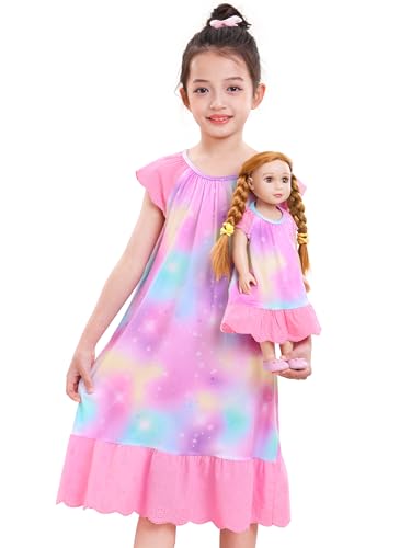 MHJY Girls Nightgowns Lace Girl and Doll Matching Pajamas Toddler