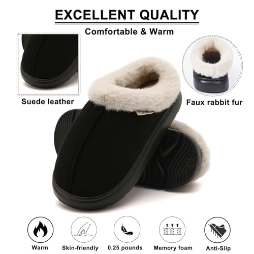 House Slippers For Woman Men, Womens slippers Platform EVA lightweight sole Warm Faux Fur Lined Suede Short Ankle Boots Memory Foam Fuzzy Slippers for Women Anti-Slip Boot Indoor Outdoor3
