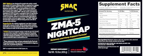 SNAC ZMA Nightcap Rapid Recovery Sleep Supplement Drink Mix that Supports a Healthy Immune System, Apple Berry, 450 Grams