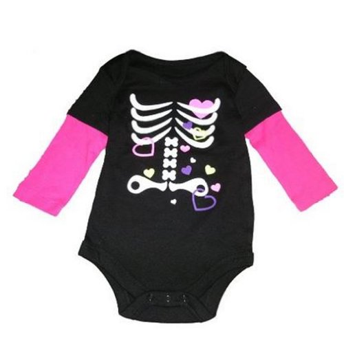 Topsville, Inc. Infant Girls Halloween Long Sleeve Bodysuit Black, Pink
