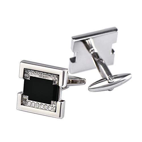 Mancuernillas Cuadradas Esmaltadas Negro y Plata KnBoB miniatura 1