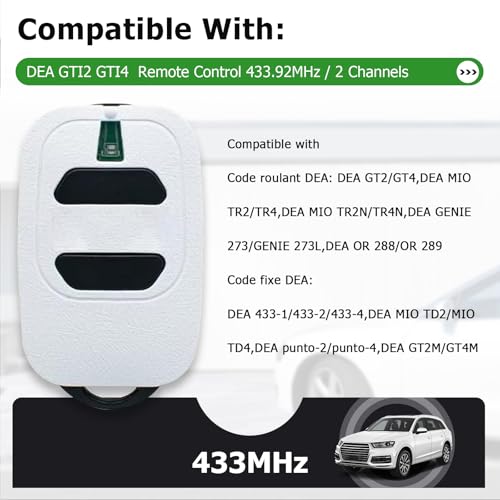 Télécommande DEA GTI2 433,92 MHz émetteur bip portail et motorisation de garage - 2