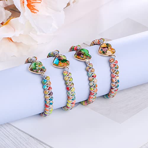 MOOGEEN-Handmade-Beaded-Bracelets-for-Women-Gifts-for-Granddaughter-Daughter-Mom-Best-Friend-Bestie-Sister-Jasper-Heart-Bracelets-Boho-Natural-Stone-Colorful-Beads-Wrap-Bracelet-Turquoises-Jewelry
